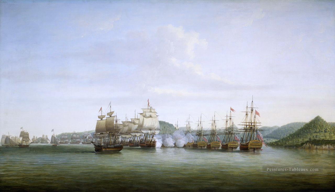 Bataille de Sainte Lucie entre Estaing et Barrington 1778 Batailles navales Peintures à l'huile